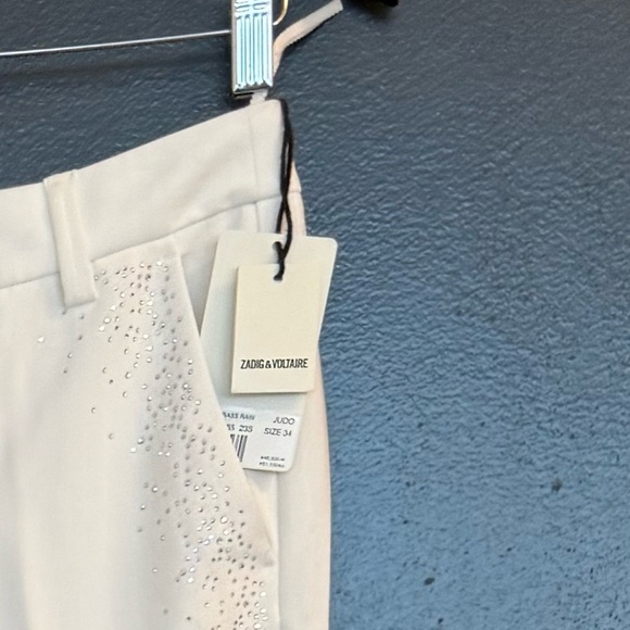 Zadig & Voltaire Sz 4 NWT “Judo” with embellishes pocket cigarette Pants - Picture 4 of 12